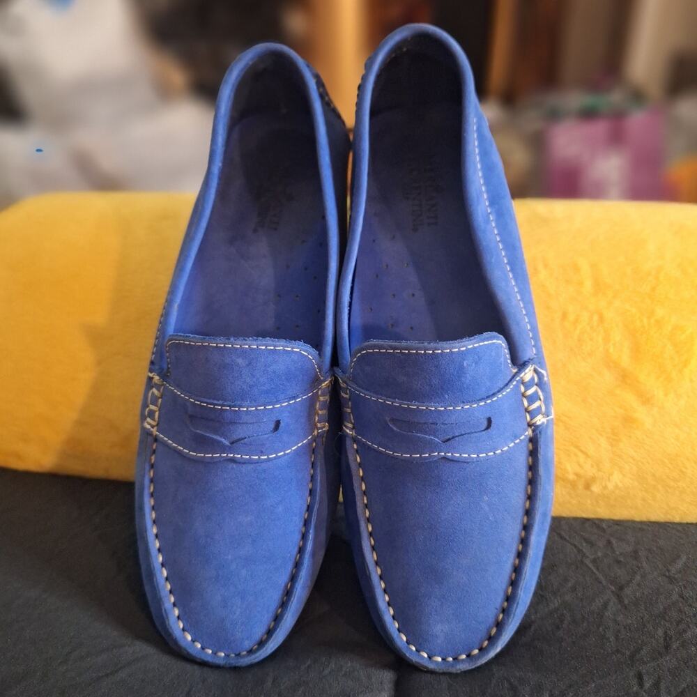 Mercanti Fiorentini Driving Loafers Women's 9B Blue Suede Classic Fun Artsy